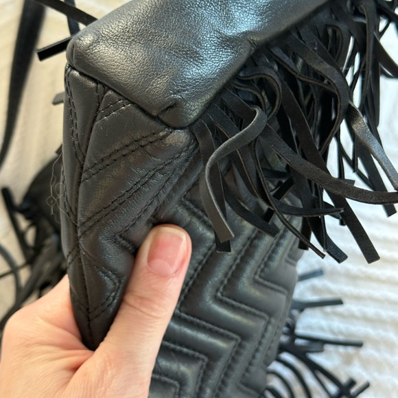 Maje Black Chevron Quilted Leather Crossbody Bag - Picture 9 of 11